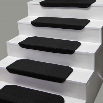 Siyah Renk Bukle Halıdan Kare Model Demonte Basamak Paspası